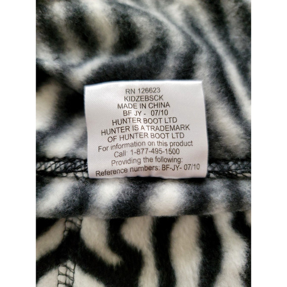 Hunter Kids Girl's XS (US 11-13) Fleece Welly Zebra Print Cuffed Sock Inserts - Picture 7 of 7